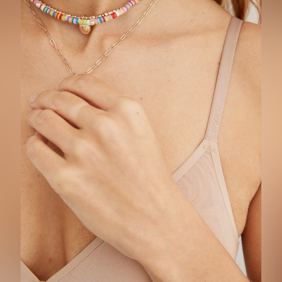 Aerie SMOOTHEZ Mesh Bralette Tan Color Size M Lightweight Sheer Stretchy - Picture 2 of 7